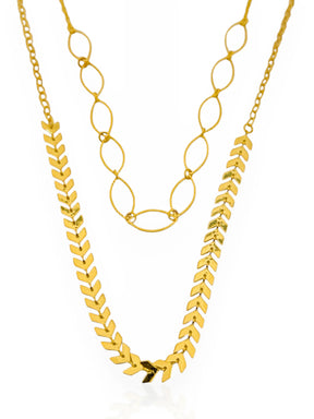 COLAR FOLHEADO A OURO 18K E PRATA 925 ELOS COM ESCAMAS.